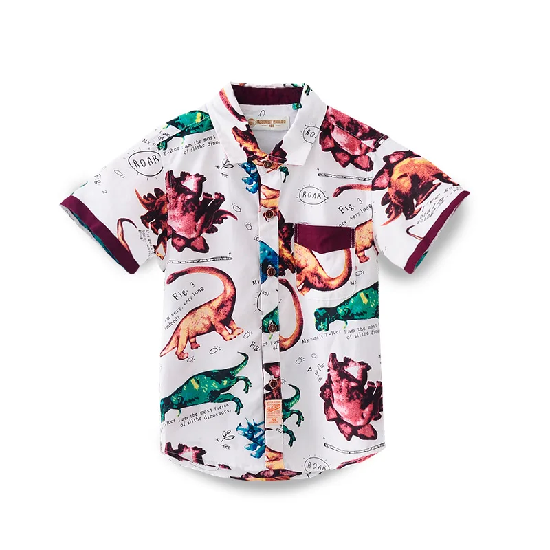 Новинка Детская рубашка блузка для мальчиков летние хлопковые Модные топы с