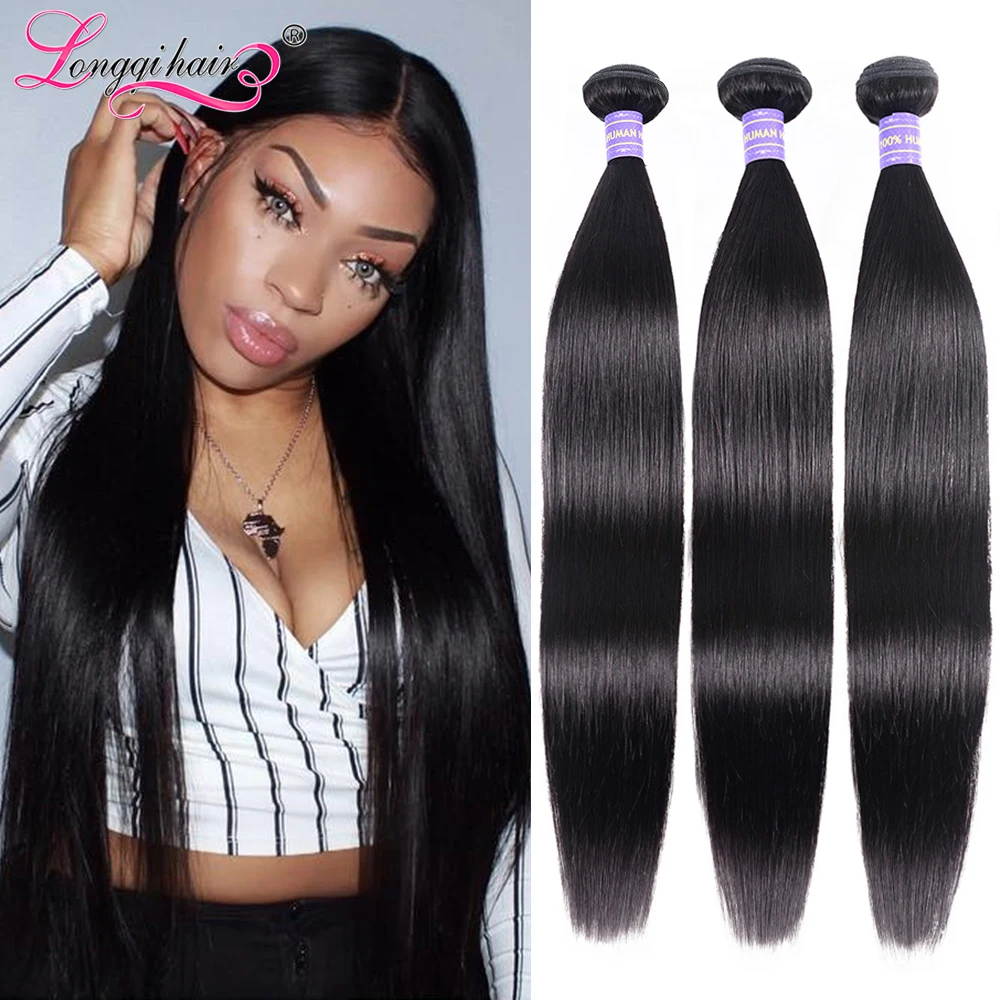 Pelo Liso 3 4 mechones extensiones de cabello humano Remy extensiones de pelo ondulado mechones cabello malayo mechones pelo Longqi de 8 - 30 pulgadas