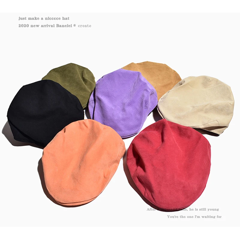 men's berets Japan Style Beret , Artist Hat, Solid Color Short Brim Beret Cap For Womens Girls Lady Adults men's wool berets for sale