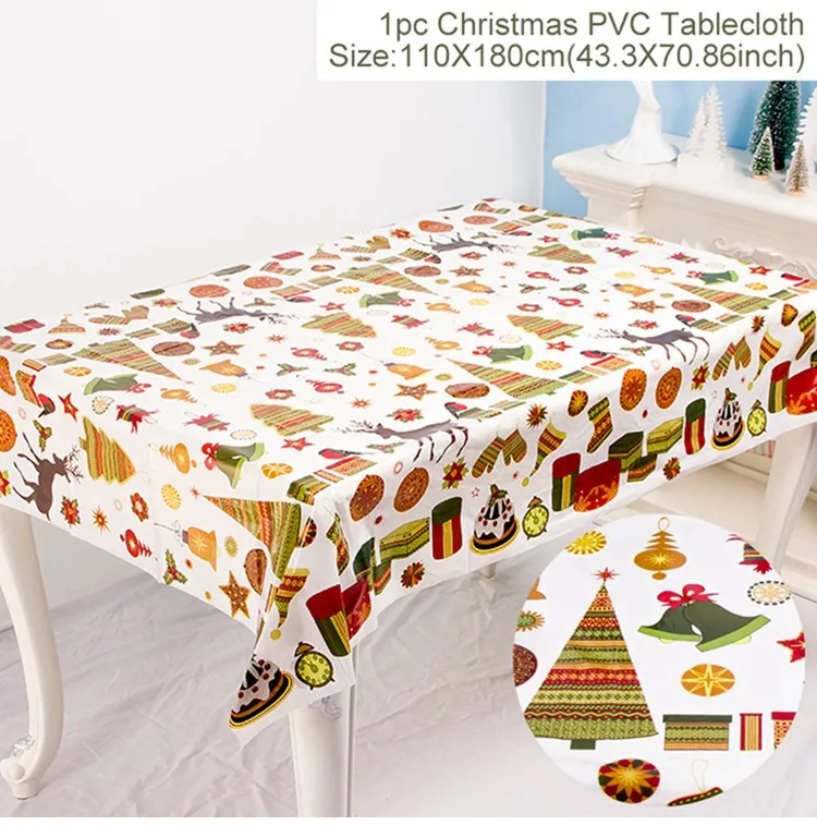 Скатерть FENGRISE Merry Christmas для прямоугольного стола, одноразовая скатерть на день рождения, Рождество, украшение на стол - Цвет: Tablecloth style 4