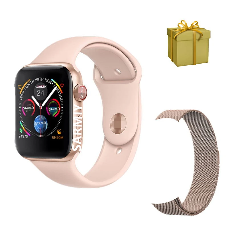 Gold Iwo 8 IWO8 plus Смарт-часы+ дополнительный ремень для женщин и мужчин браслет ответ на вызов монитор сердечного ритма ECG для samsung huawei honor phone - Цвет: Gold