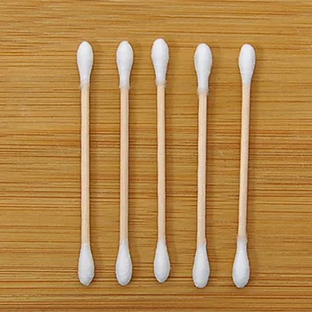 

Sterile Ear Cleaning Tool Wooden Handle Cosmetic Disposable Double Head Eyelash Makeup Remover Cotton Swab Q Tip Applicator Nose