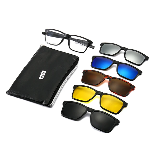 Occhiali Unisex occhiali da sole retrò con lenti intercambiabili 5 pezzi  per uomo donna Unbreakable TR90 Frame Clip on protezione UV sole|Men's  Sunglasses| - AliExpress