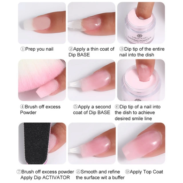 Beauty Dipping Powder Gel Air Dry Activator Base Top No Need UV Nail Powder