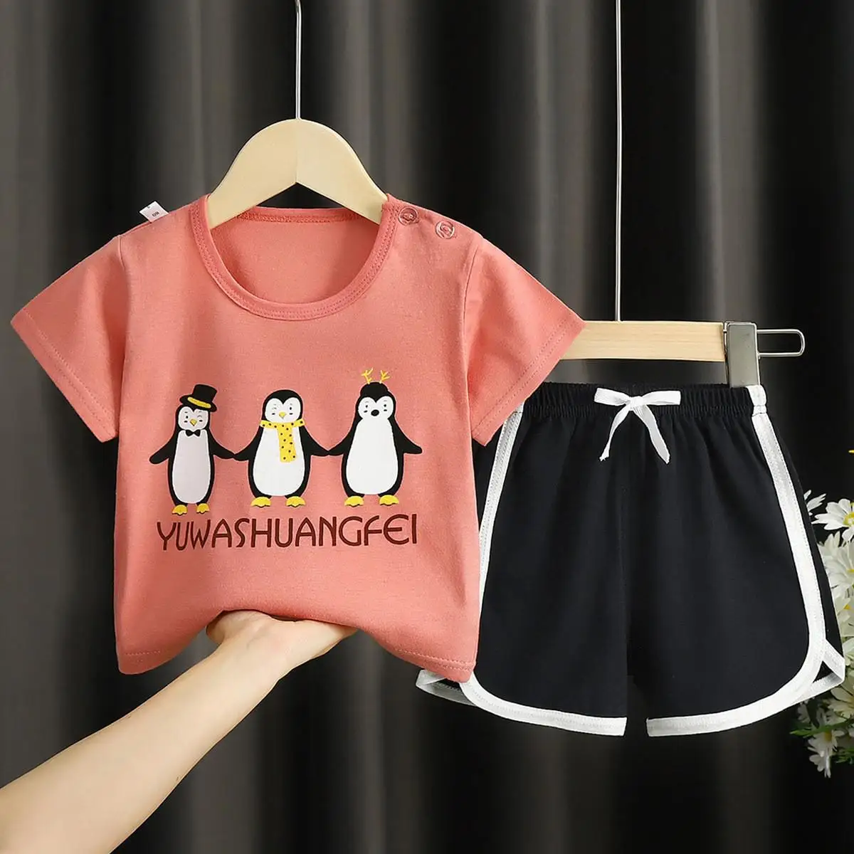 2 3 4 5 Years Children Cartoon T Shirts Shorts Summer Fashion Kids Set Baby Girl Clothing Boys 2pcs 2021 Girls Short Sleeve Suit children's clothing sets high quality Clothing Sets