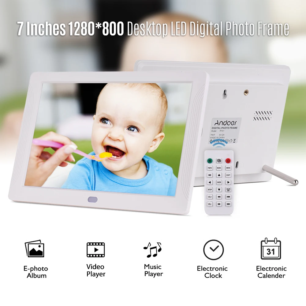 Цифровая фоторамка Andoer P701 7 дюймов светодиодный настольный электронный альбом