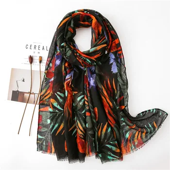 

Luxury brand Fashion New Print silk scarves 2020 Autumn and winter Lady quality beach Cotton shawl women's cotton material scarf