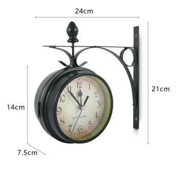 

Roman numerals Wall Clock Decoration With Bracket Classic Double-sided