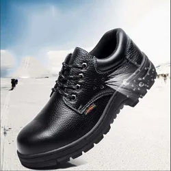 Chaussures d'été en cuir avec embout en acier pour homme, de haute qualité, respirantes, bottes de sécurité, de protection, pour le travail 