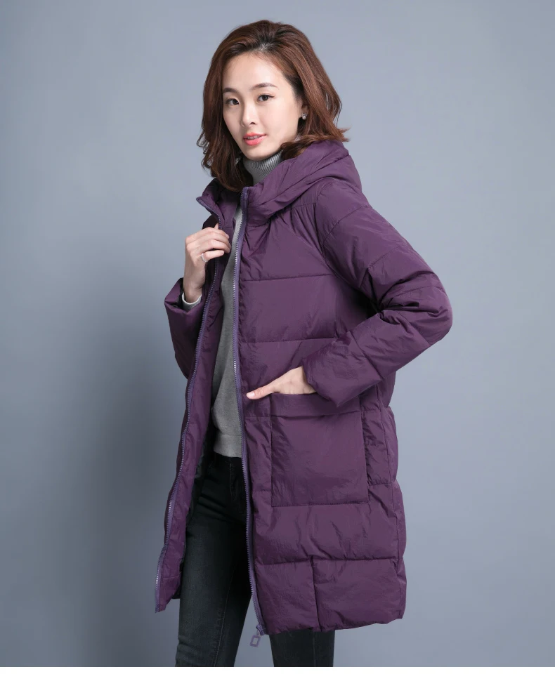 Tide Autumn And Winter Women Cotton New Slim Hooded Coats Casual Cotton Pockets Jacket Fashion Thicken Parkas Women