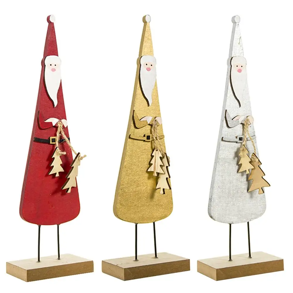 

Wooden Christmas Santa Claus Ornaments 3D Painting Figurine Christmas Desktop Decoration New Year Craft Gifts Party Decoration