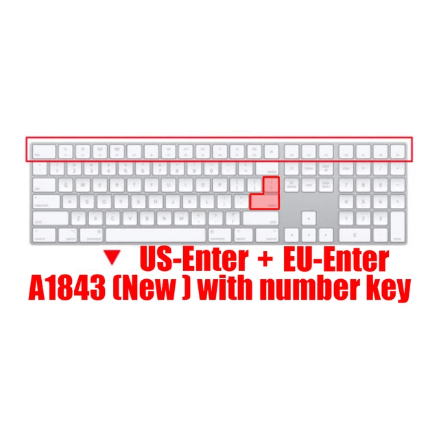 Desktop PC for Apple Bluetooth Wireless keybord MLA22LL/ A1644 A1314 IMAC Keyboard cover Protector Silicone Cover US/EU Version EU and USkey-A1843