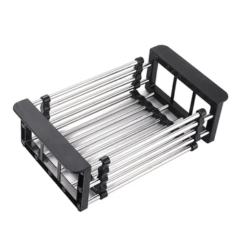 

Over Sink Kitchen Dish Drying Rack Tray Holder Stainless Steel Adjustable Telescopic Vegetable Fruits Drainer Insert Functional