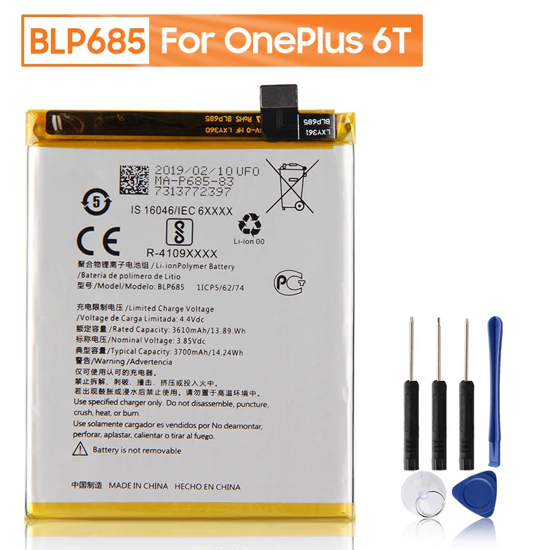 Оригинальный сменный аккумулятор OnePlus BLP685 для телефона 6T 7 One Plus оригинальный 3700