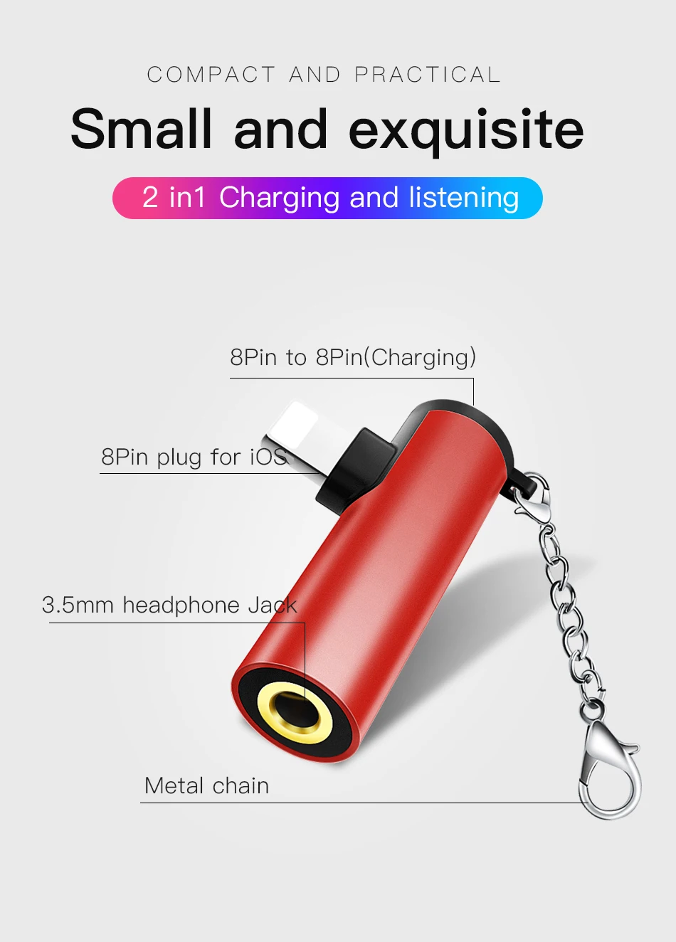 !ACCEZZ 2 in 1 For Apple Phone Adapter For iPhone 11 XS Pro Max X 8 Plus Aux Audio Cable Splitter 3.5mm Jack Headphone Converter (10)