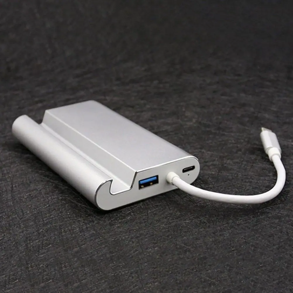 7в1 Usb C до 4K Hdmi Vga Rj45 Ethernet Usb 3,1 порт type C зарядный адаптер концентратор серебристо-серый
