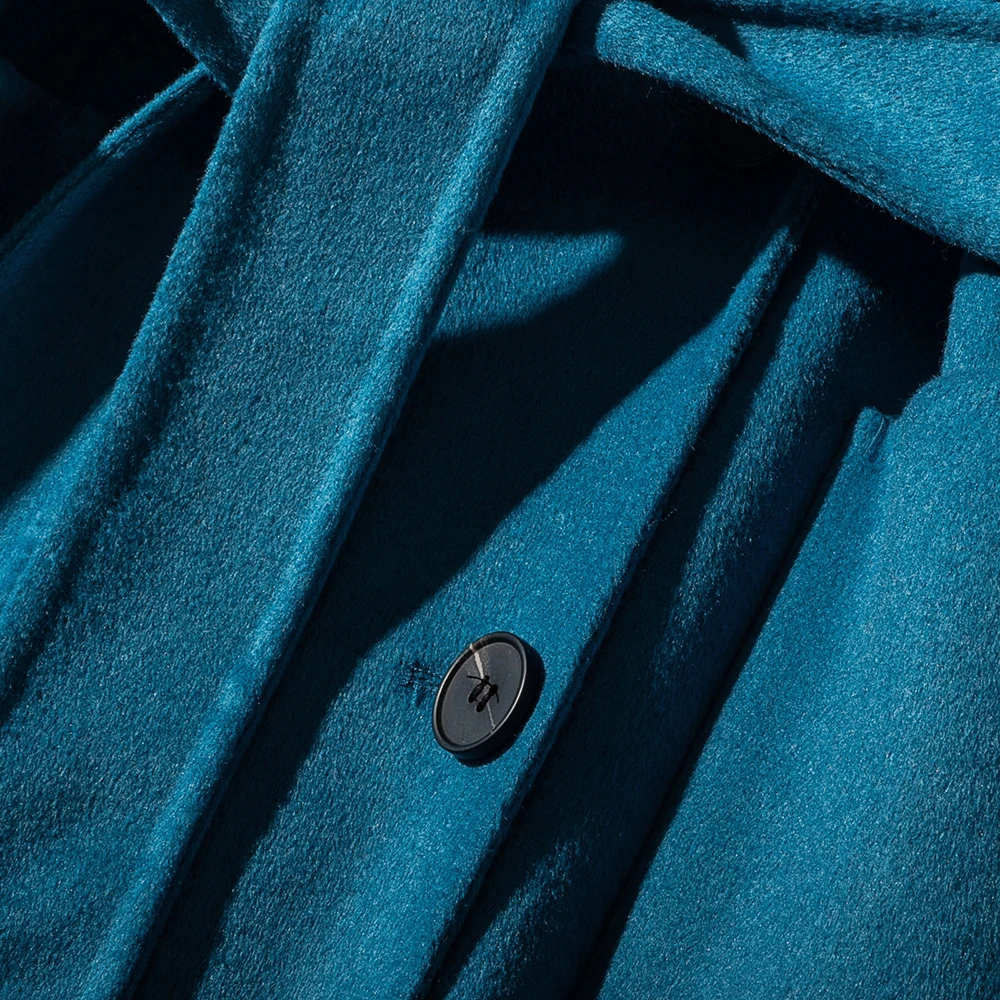Cthink, хорошее качество, двубортное шерстяное зимнее пальто, женское, стильное, с поясом, тонкое, длинное, зеленое, хаки, с отложным воротником, Женское пальто