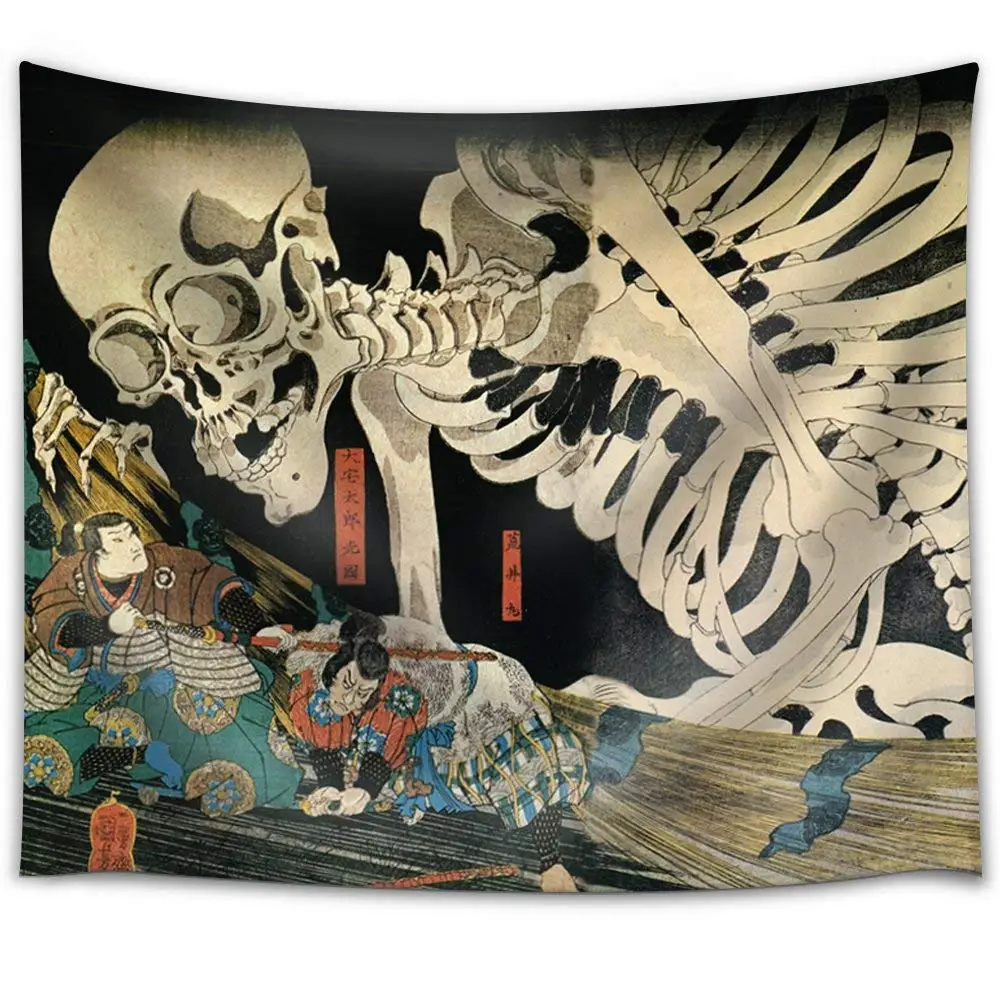 

The Witch and The Skeleton Spectre Ukiyo Fabric Tapestry Home Decor