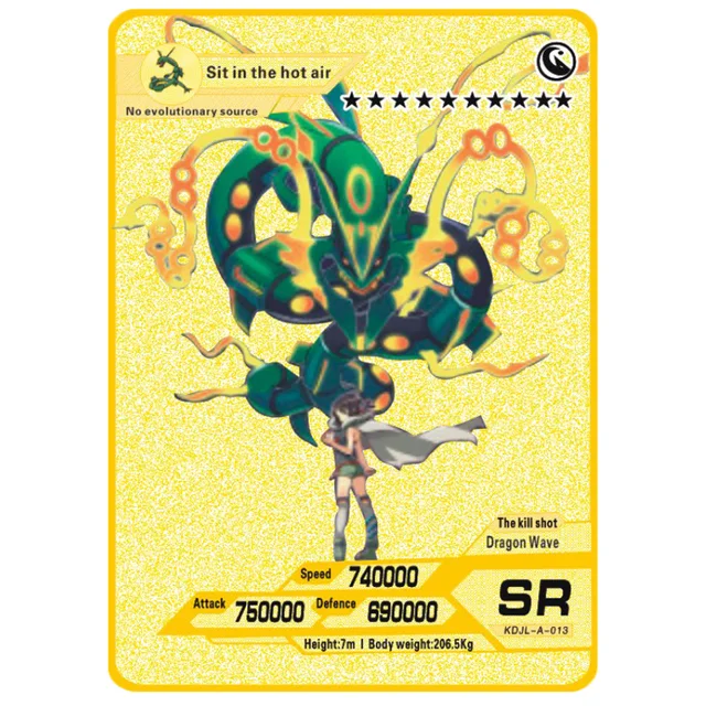 NEW Pokemon Gold Metal Flash Mewtwo Mew Big Pikachu Charizard Game Battle Collection Trading Action Figure Model Card for Kid 10
