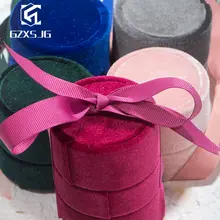 GZXSJG круглые бархатные коробки для ювелирных изделий для свадьбы, розовые, зеленые, синие, серые кольца, ожерелья, коробки для свадьбы, помолвки, свадебные подарки