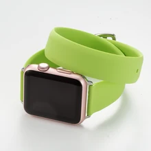 Силиконовый ремешок с двойным кольцом для часов Apple Watch series 5 4 44 мм 40 мм спортивный ремешок для iWatch 3 2 1 42 мм 38 мм браслеты