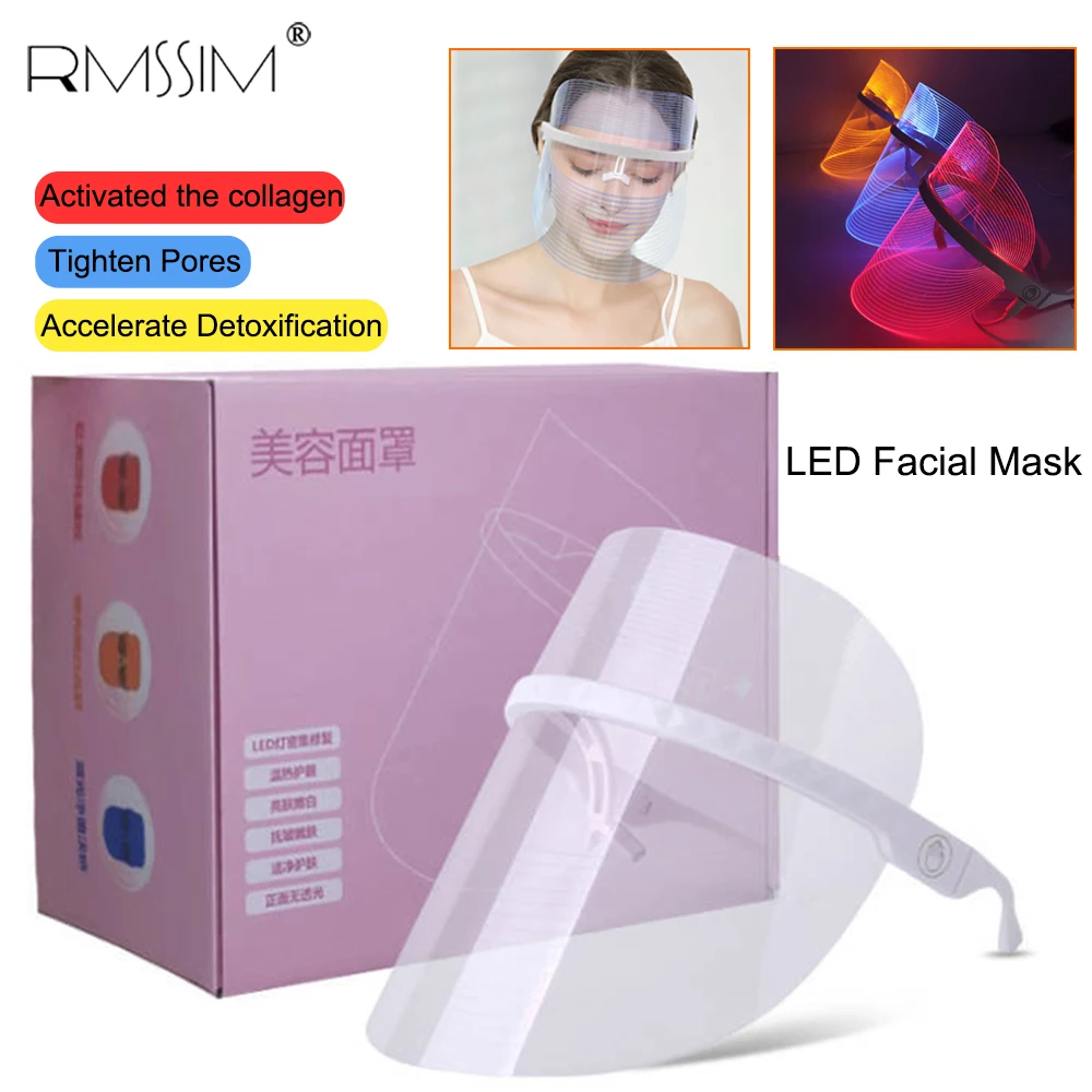 Светодиодная маска для фототерапии 3 цвета светодиодный светильник