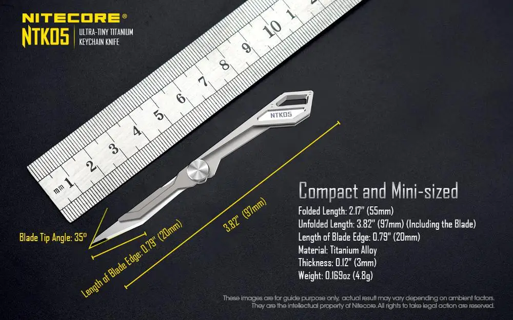 NITECORE NTK05 мини титановые многофункциональный брелок для ключей нож Портативный EDC инструмент для кемпинга