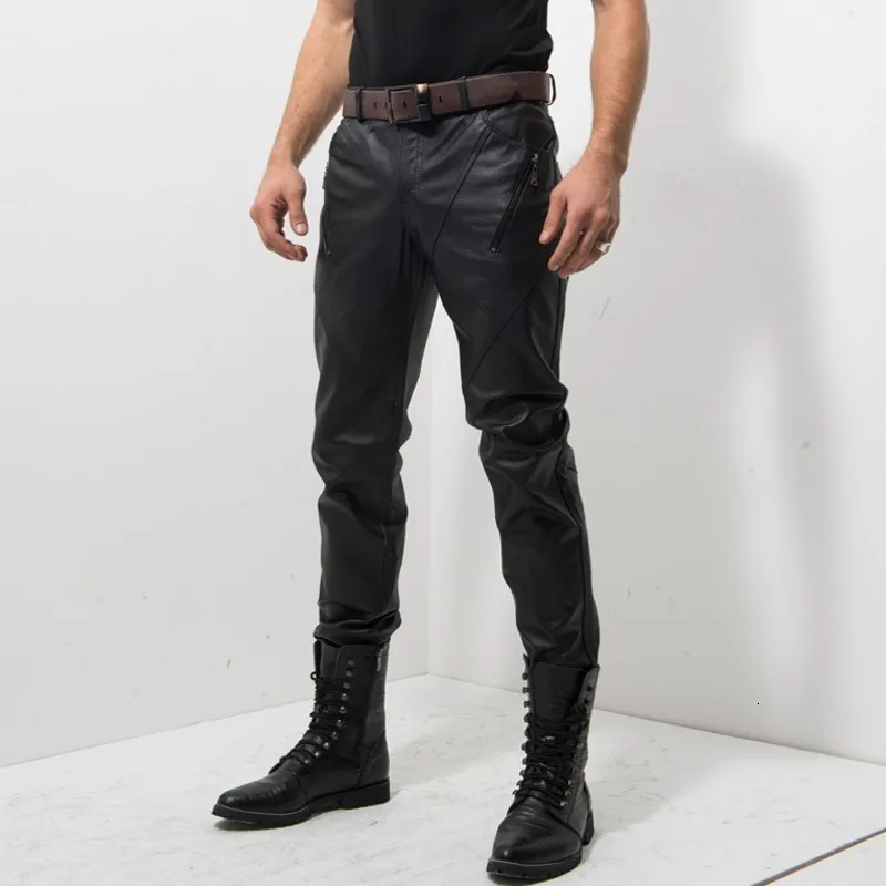 Nieuwe Rits Mens Slim Gentleman Winddicht Middelbare Leeftijd Broek Echt Leer Varken Slim Motorcycle Biker Broek Mannelijke Mode Broek Nieuwe Rits Mens Slim Gentleman Winddicht Middelbare Leeftijd Broek Echt Leer Varken Slim Motorcycle Biker Broek Mannelijke Mode Broek