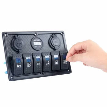

Replacement Rocker Switch Parts Accessories Marine Boat 6 Gang Dual USB