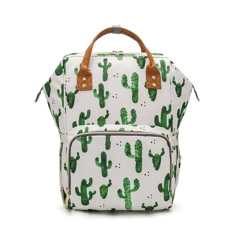 Детская сумка для подгузников, Большая вместительная сумка для мам, многофункциональная Водонепроницаемая уличная дорожная сумка для подгузников, рюкзак для ухода за ребенком - Цвет: cactus