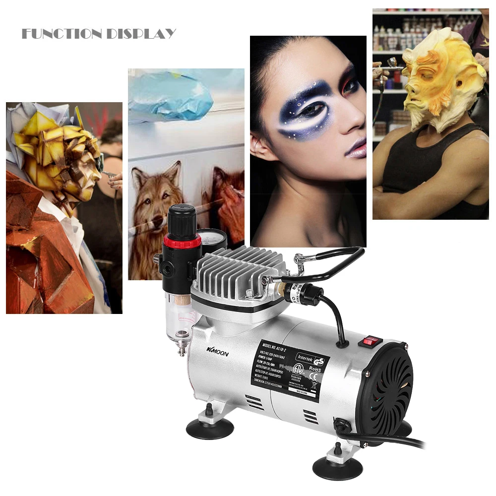 KKmoon мини воздушный компрессор Профессиональный гравитационный корм двойного действия Аэрограф поршневой воздушный компрессор электроинструмент