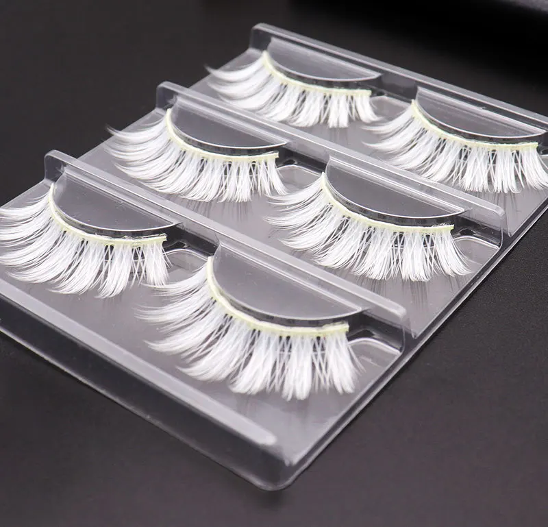 Heißer 3 paar Weiße Wimpern Make-Up Natürliche Lange Wimpern Verlängerung Kreuz Streifen Falsche Wimpern Schönheit Make-Up-Tools – Detail 5