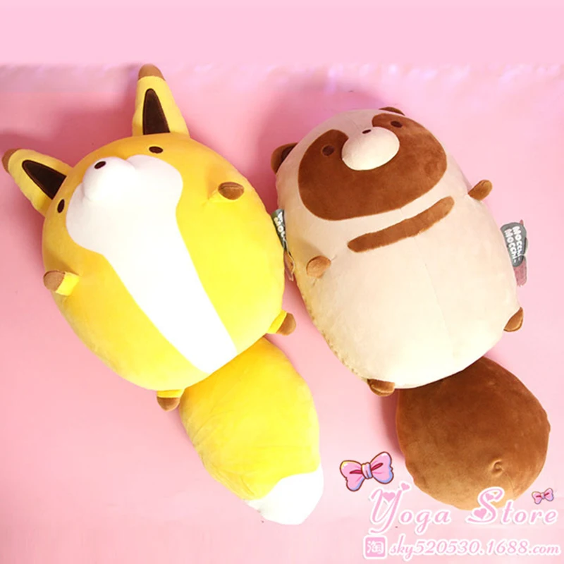 50cm Cute Cartoon Animal Plush Toy Creative Cute Fox Raccoon Round Roll Soft Stuffed Plush Toy Baby With Sleep Storytelling Toy