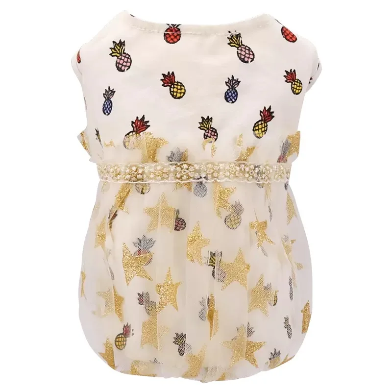 

Dog Skirt Dog Clothing Summer Pet Dress Yarn Skirt Pineapple Print Skirt Princess Dress Pup Dress Thin Spring Vest Pet Clothing