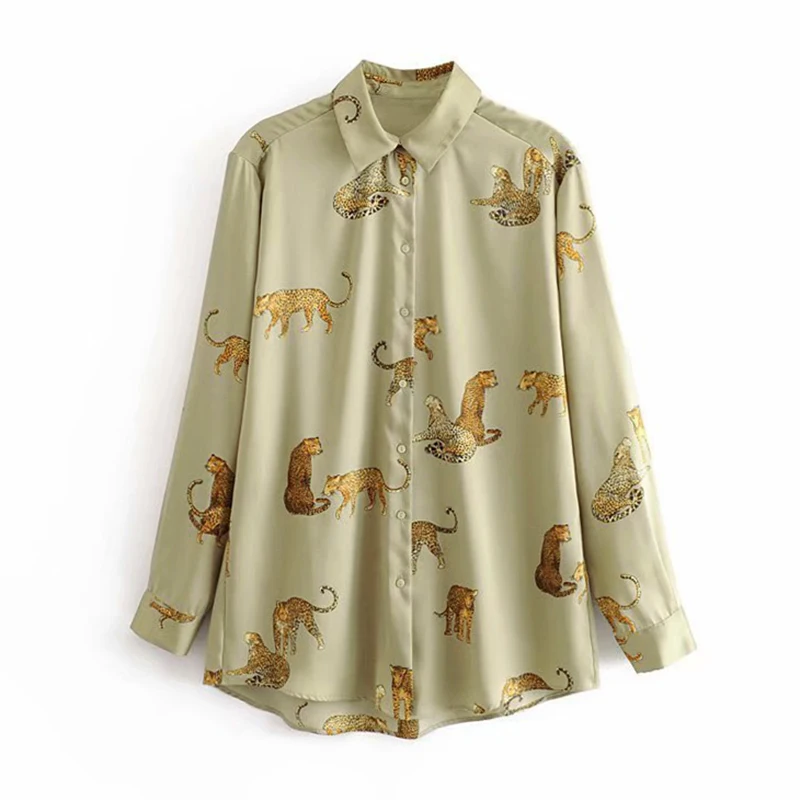 Autumn Leopard Stylish Shirt Women Turn Down Collar Office Fashion Female Blouse Long Sleeve Plus Size Lady Tops Blusa Feminina