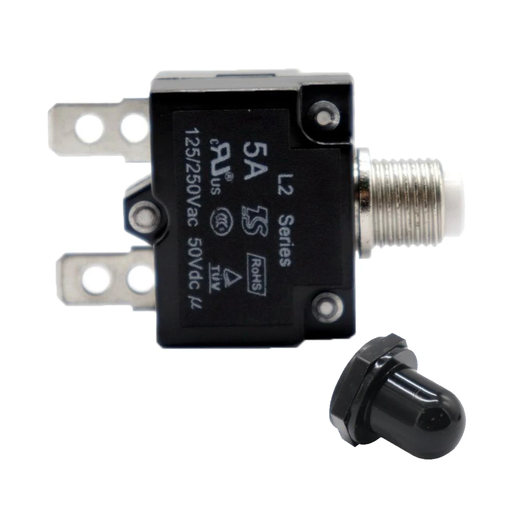 125/250 В AC 50VDC 5A переключатель кнопка сброса автоматический выключатель защита от перегрузки Swithc+ черный водонепроницаемый колпачок