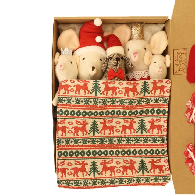 Christmas mouse family dollhouse cute stuffed animal dolls kids christmas presents soft mouse plush toys High quality box doll 3