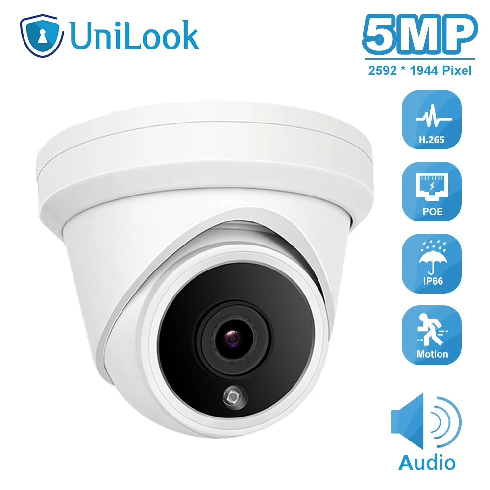 Камера видеонаблюдения UniLook 5 МП POE IP встроенный микрофон IP66 IR 30 м Hikvision совместима