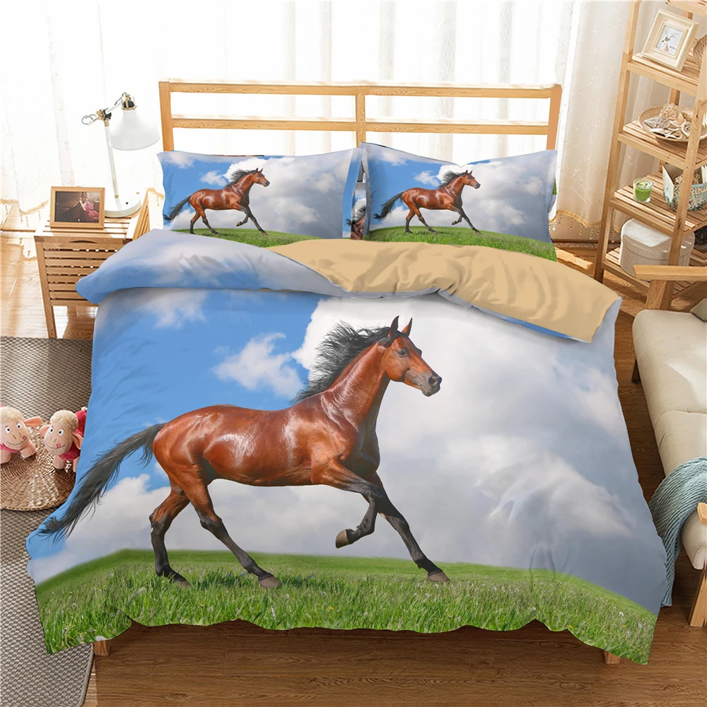 Horse Print Twin Bed Sheets, Set Sheets Horse