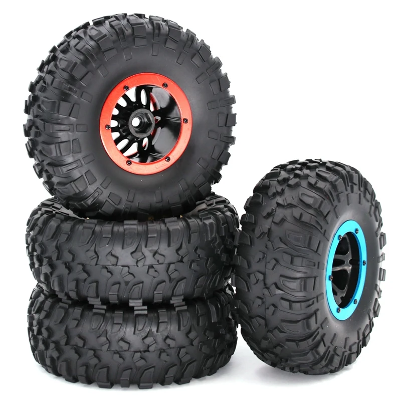 4PCS RC Car Inflatable Tires 2.2 Inch Wheel Hub Rims for 1:10 RC Rock Crawler Axial SCX10 AX10 D90 TRX-4 RC4WD