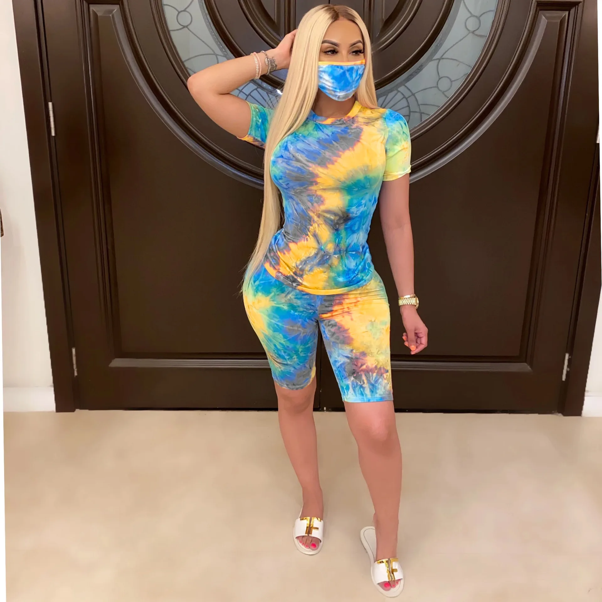 Casual Print Women Set 2 Piece Set Shirt Crop + Pants Tracksuits Clothes For Women Jogging Femme Outfits Sportwear 5 Color
