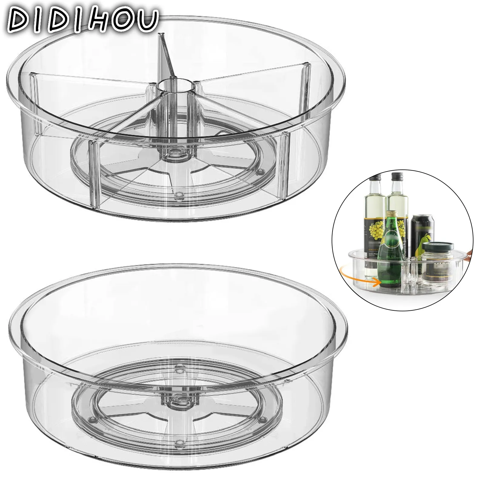 

Kitchen Turntable Storage Bin Spice Storage Container Kitchen Spice Bottle Organizer Clear Compartments For Teabags Coffee