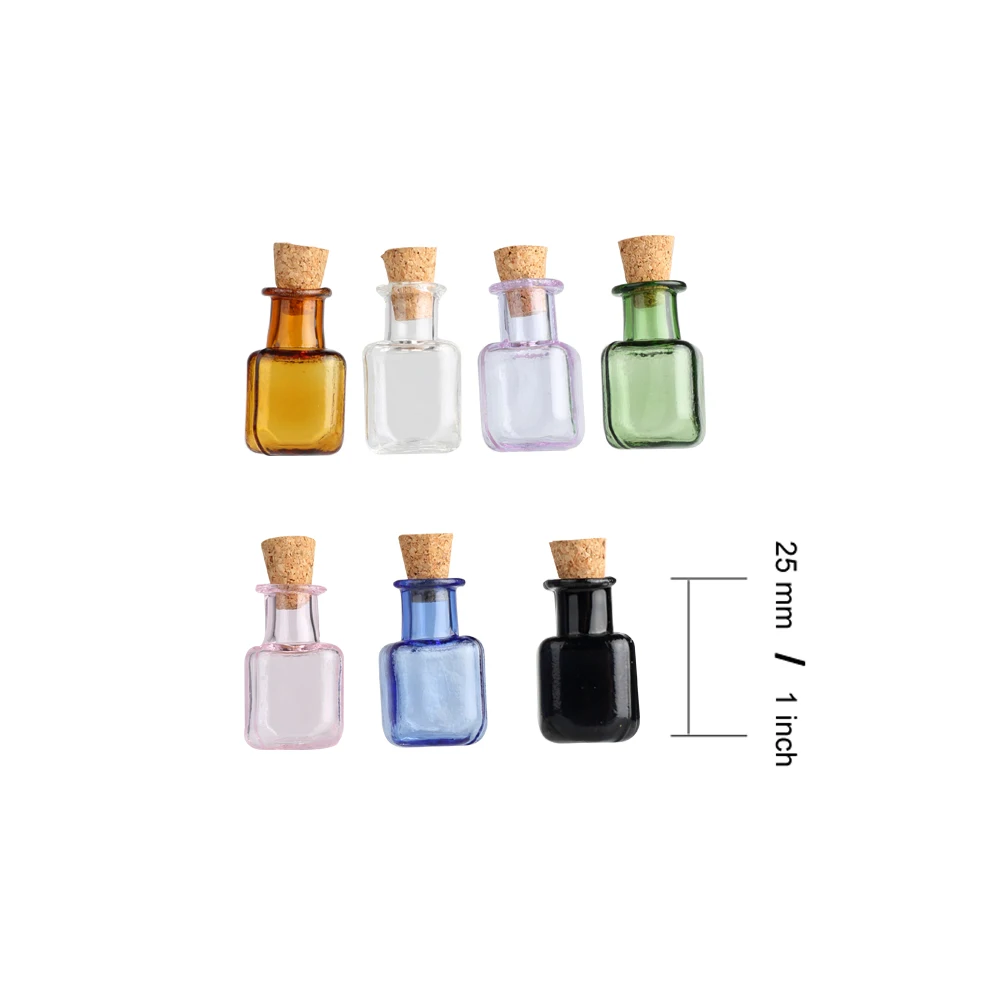 Mini Glass Color Bottles Rectangle Cute With Cork for Wedding Ornament Mix 7 Colors . | Дом и сад