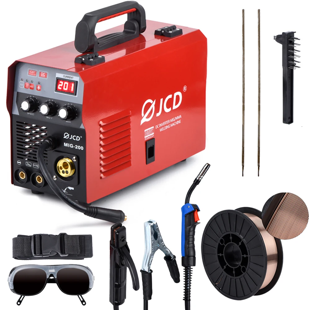 

JCD 220V DC Inverter ARC Welder 200A IGBT MMA Welding Machine LCD Digital Adjustable Welder for Home DIY Beginners Welder