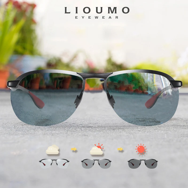Brand Rimless Intelligent Photochromic Sunglasses Polarized Men Women Anti-Glare Driving Sun Glasses Unisex Chameleon UV400 Lens