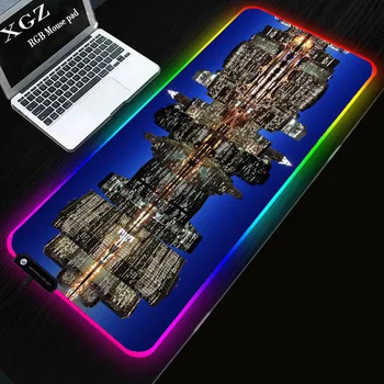 

XGZ City Night View RGB Gaming Mouse Pad Upgrade 40x90x4cm Large Glowing Extended Padmouse Keyboard Mat Non-Slip Rubber L