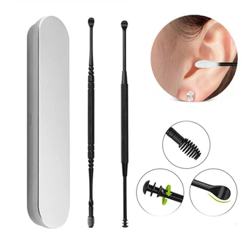 

2pcs Ear Wax Pickers Stainless Steel Ear Picks Wax Removal Curette Remover Cleaner Ear Care Tool Ear Pick Facial Beauty Tools