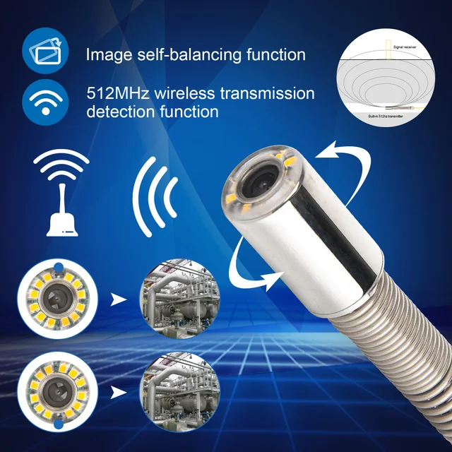 512Hz Transmitter Image Self-leveling Camera Head SYANSPAN Well Pipe Inspection Camera,Drain Sewer Pipeline Industrial Endoscope 2