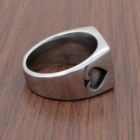 Punk Lucky Spade A Playing Card Ring 316L Stainless Steel Man's Fashion Letter A Rings Jewelry 2