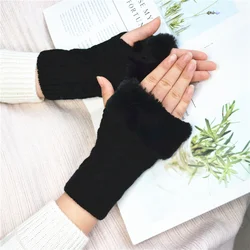 1 Pair Autumn Winter Gloves Knitted Twist Fingerless Gloves Warm Korean Knitting Lady Fingerless Protection Hand Women Mittens